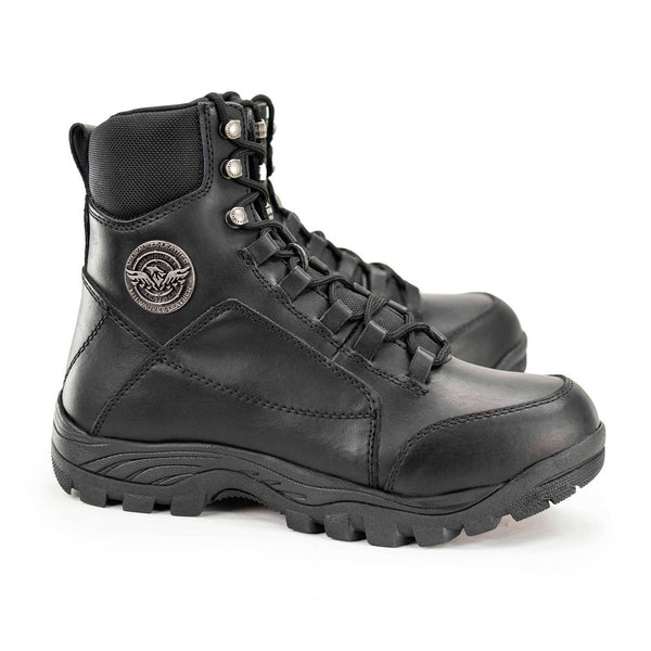 Milwaukee Leather MBM9081 Men’s Black Leather Military and Tactical Style Biker Riding Boots