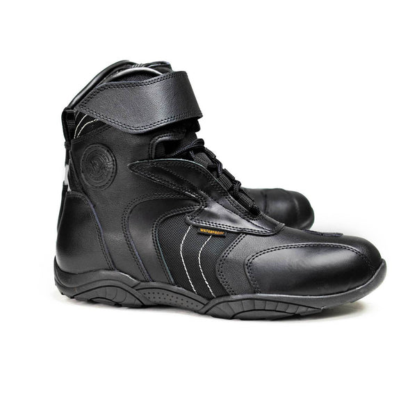 Milwaukee Leather Men's Troop Sport Black Waterproof Leather Motorcycle Racer Style Boots - MBM9185