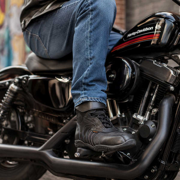 Milwaukee Leather Men's Troop Sport Black Waterproof Leather Motorcycle Racer Style Boots - MBM9185