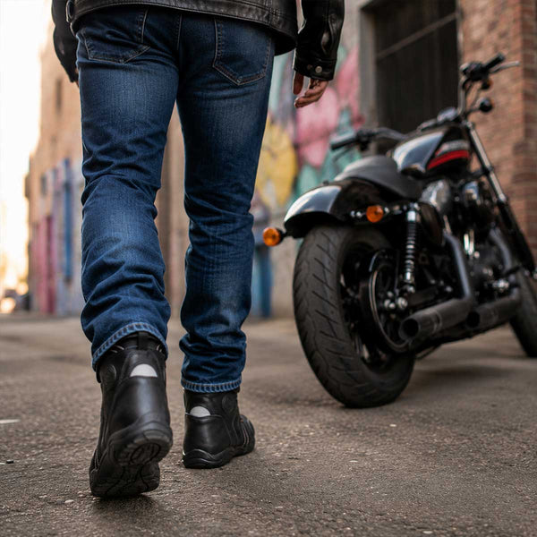 Milwaukee Leather Men's Troop Sport Black Waterproof Leather Motorcycle Racer Style Boots - MBM9185