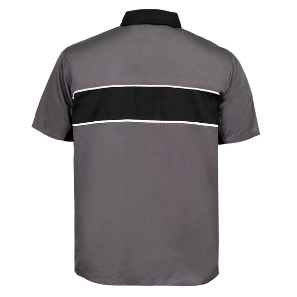 MMCC Men's Hardline Grey Black White Classic Mechanic Shirt - 100% Cotton w/ Microfiber Panel - MDM11619