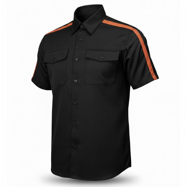 MMCC Men's Track Mark Classic Mechanic Button Up Shirt - Dual Chest Pockets - Microfiber Panel - MDM11623