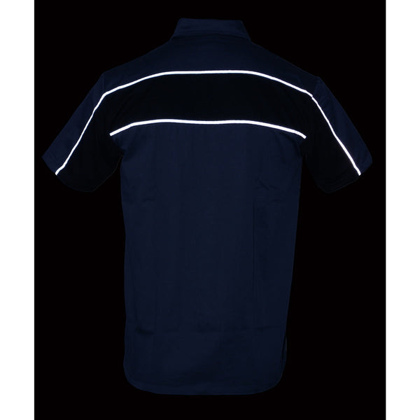 Milwaukee Leather MDM11671 Men’s Grey-Black Mechanic Work Shirt w/ Reflective Strip - Heavy-Duty Button-Up