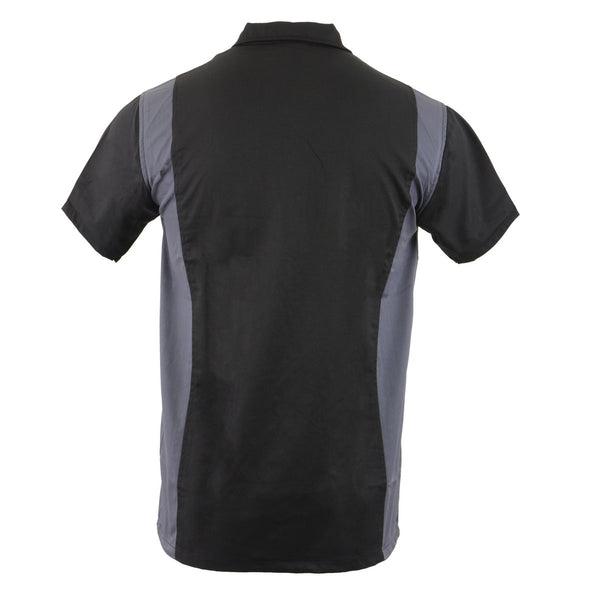 Milwaukee Leather MDM11674 Men’s Black-Grey Button-Up Heavy-Duty Work Shirt - Classic Mechanic Shirt w/ Pockets