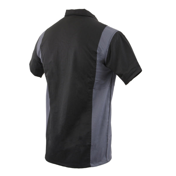Milwaukee Leather MDM11674 Men’s Black-Grey Button-Up Heavy-Duty Work Shirt - Classic Mechanic Shirt w/ Pockets