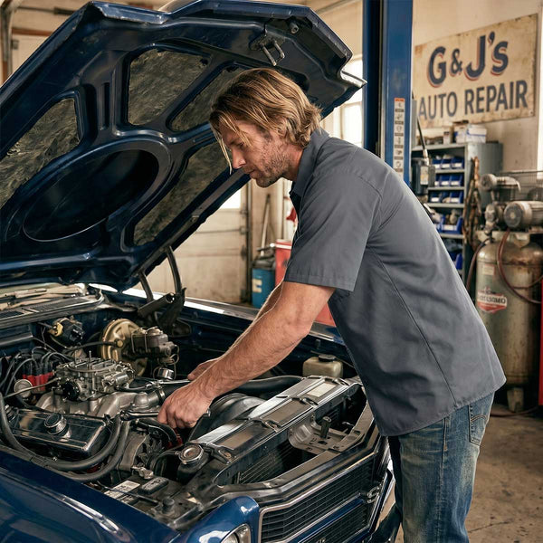 MMCC Men's Charcoal Super Duty Classic Mechanic Button Up Shirt - 2 Chest Pockets - Microfiber Panel - MDM11687