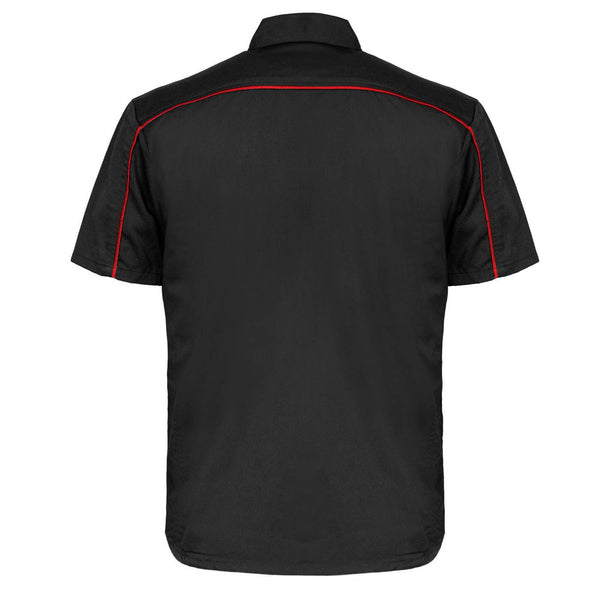 MMCC Men's Slipstream Black/Red Mechanic Work Shirt - 100% Cotton w/ Microfiber Panel - MDM11691