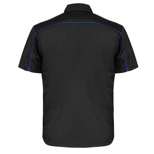 MMCC Men's Slipstream Black Royal Blue Mechanic Work Shirt - 100% Cotton w/ Microfiber Panel - MDM11692