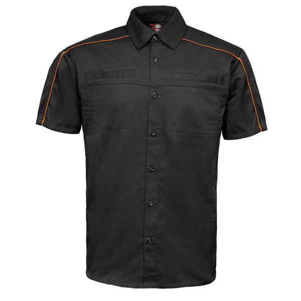 MMCC Men's Slipstream Black/OrangeMechanic Work Shirt - 100% Cotton w/ Microfiber Panel - MDM11693