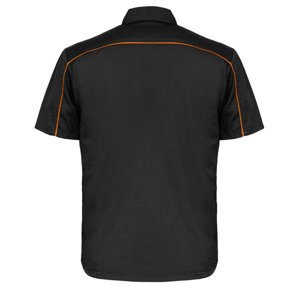 MMCC Men's Slipstream Black/OrangeMechanic Work Shirt - 100% Cotton w/ Microfiber Panel - MDM11693