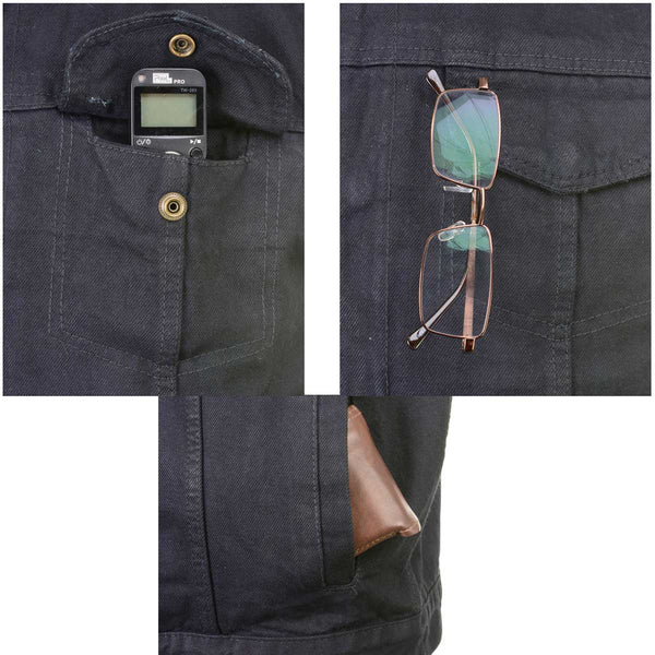 Milwaukee Leather MDM3015 Men's 'Rustic' Black Denim Motorcycle Riding Vest with Hoodie