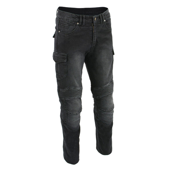 Milwaukee Leather MDM5010 Men's Millennium Black Knee Flex CE Armored Motorcycle Denim Jeans Reinforced w/ Aramid Fibers