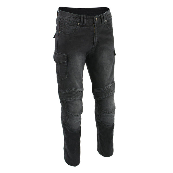 Milwaukee Leather MDM5011 Men's Millennium Black Knee Flex CE Armored Motorcycle Denim Jeans Reinforced w/ Aramid Fibers