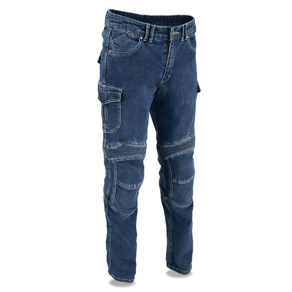 Milwaukee Leather MDM5011 Men's Millennium Blue Knee Flex CE Armored Motorcycle Denim Jeans Reinforced w/ Aramid Fibers