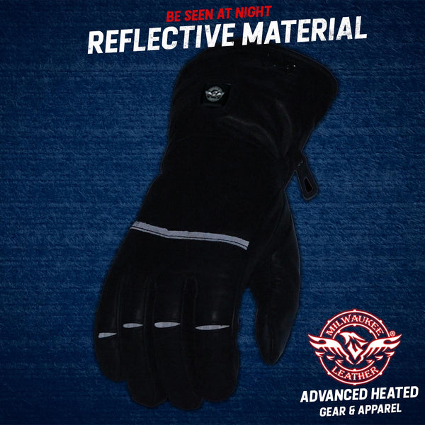 Milwaukee Leather MG7713SET Women's Heated Black Leather Winter Gloves -Wire Harness and i-Touch