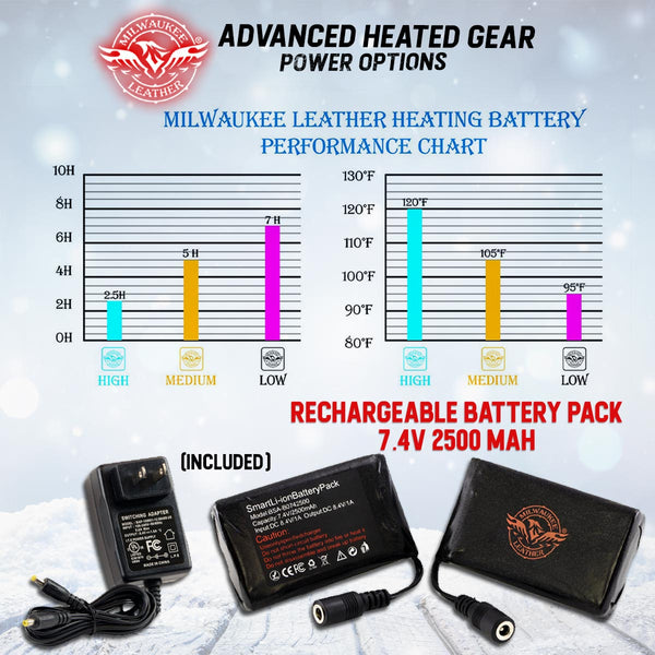 Milwaukee Leather MG7519SET Men’s Black Leather Heated Winter Gloves for Motorcycle Ski Hiking & i-Touch