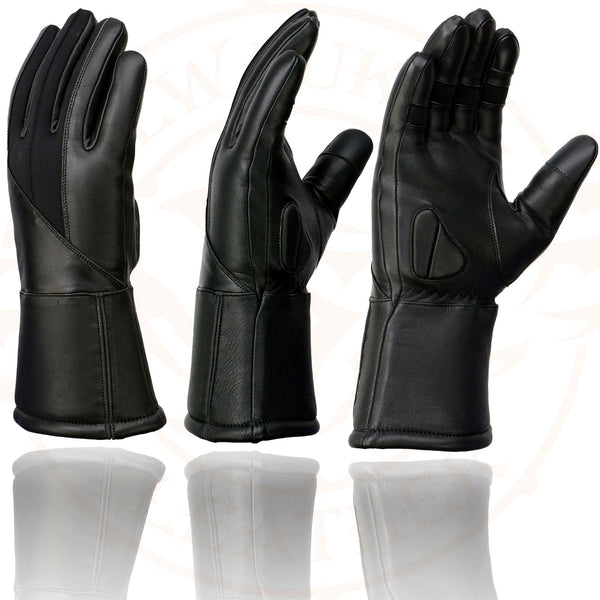 Milwaukee Leather MG7701 Women's Deer Skin Leather Insulated Gauntlet Gloves w/ i-Touch/Wiper Blade/Reflective Piping