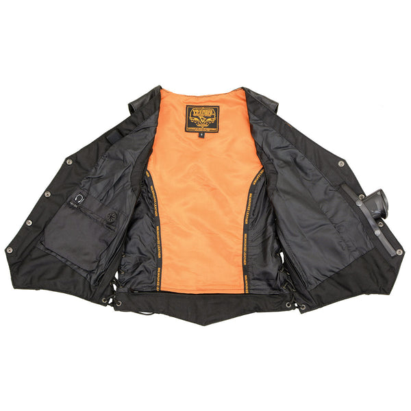 Milwaukee Leather ML1255 Women's Black Braided Premium Leather Side Lace Motorcycle Rider Vest