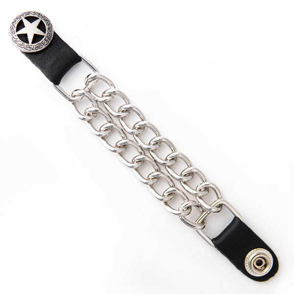 Milwaukee Leather Western Star Medallion Vest Extender - Double Chrome Chains Genuine Leather 6.5" Extension MLA1001-Single