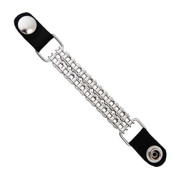 Milwaukee Leather Bike Chain Medallion Vest Extender - Double Chrome Chains Genuine Leather 6.5" Extension MLA1011-Single