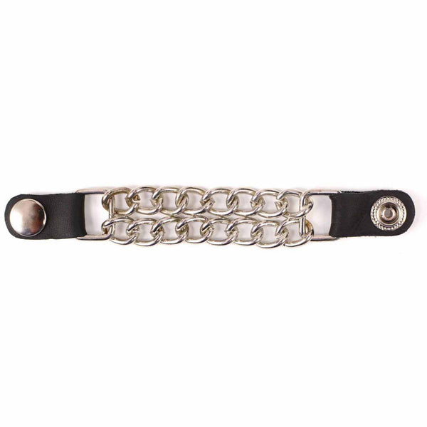 Milwaukee Leather Silver/Chrome Medallion Vest Extender - Double Chrome Chains Genuine Leather 6.5" Extension MLA1015-Single
