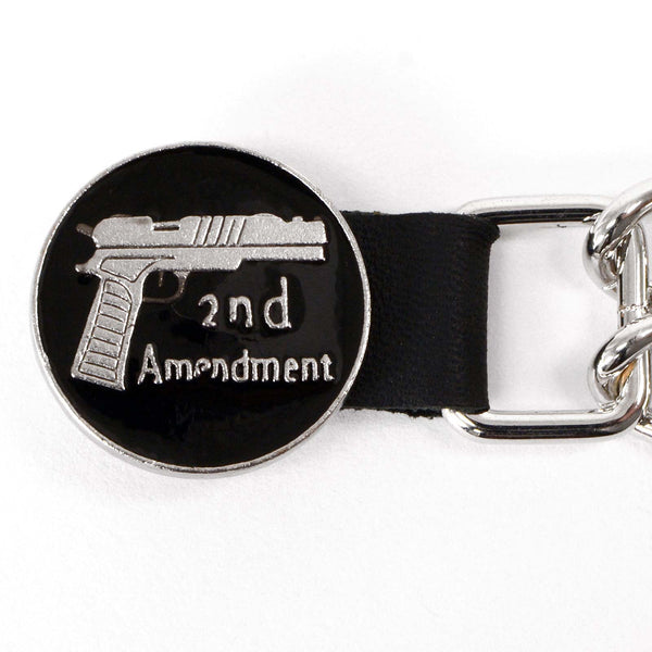 Milwaukee Leather 2nd Amendment Medallion Vest Extender - Double Chrome Chains Genuine Leather 6.5" Extension MLA1027-Single