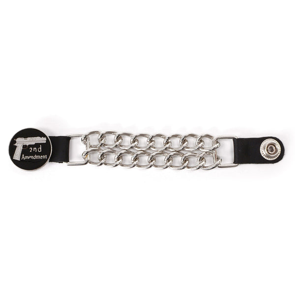 Milwaukee Leather 2nd Amendment Medallion Vest Extender - Double Chrome Chains Genuine Leather 6.5" Extension MLA1027-Single