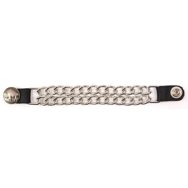 Milwaukee Leather 5 Cent Buffalo Medallion Vest Extender - Double Chrome Chains Genuine Leather 8.5" Extension MLA1043-Single