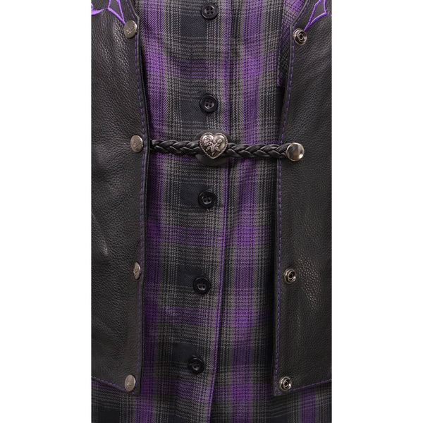 Milwaukee Leather Heart Medallion Vest Extender Genuine Leather Braided Strap 6.5" Extension MLA1067-Single