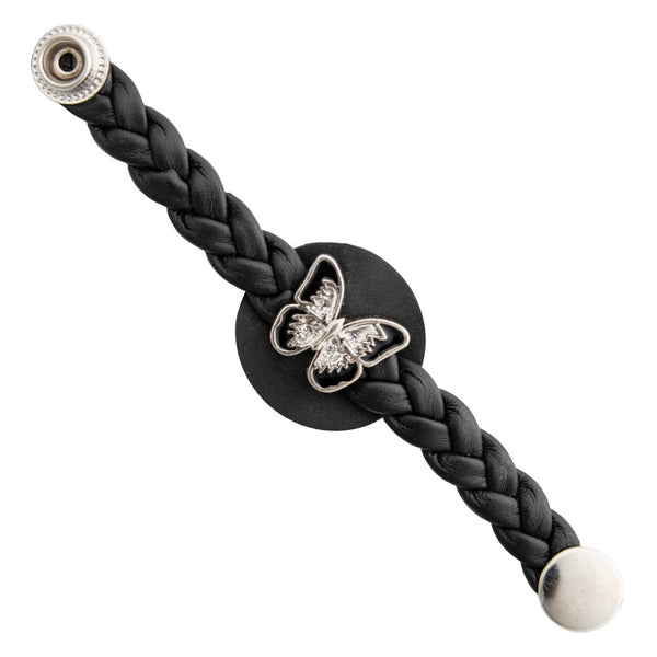 Milwaukee Leather Sparkle Butterfly Medallion Vest Extender Genuine Leather Braided Strap 6.5" Extension MLA1068-Single