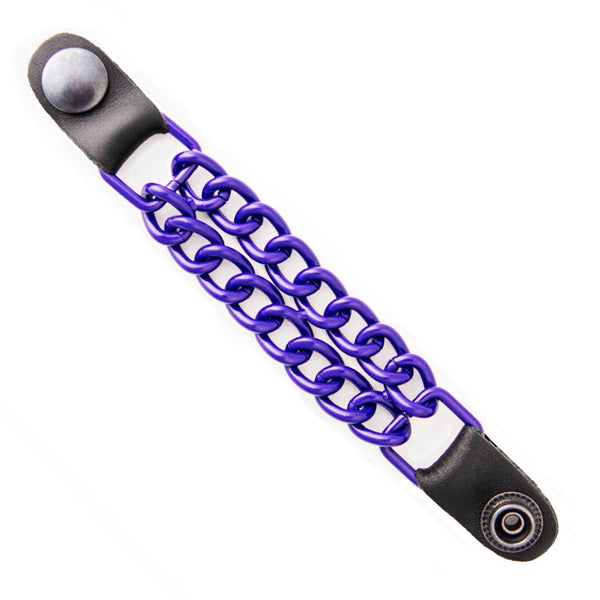 Milwaukee Leather MLA1090 Purple 4 Inch Single Vest Extender - Double Chrome Chains w/ Genuine Leather