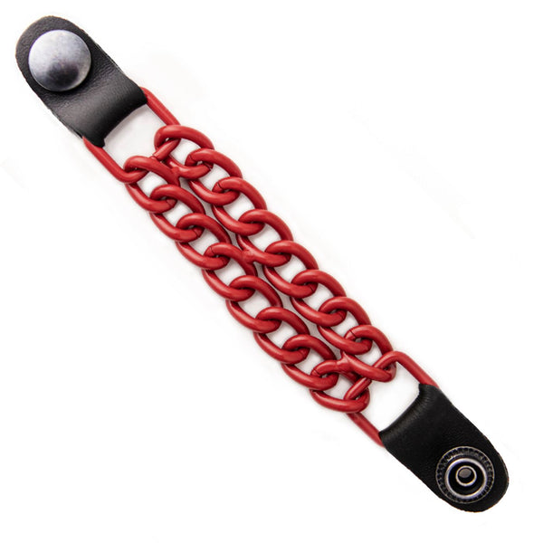 Milwaukee Leather MLA1092 Red 4 Inch Single Vest Extender - Double Chrome Chains w/ Genuine Leather