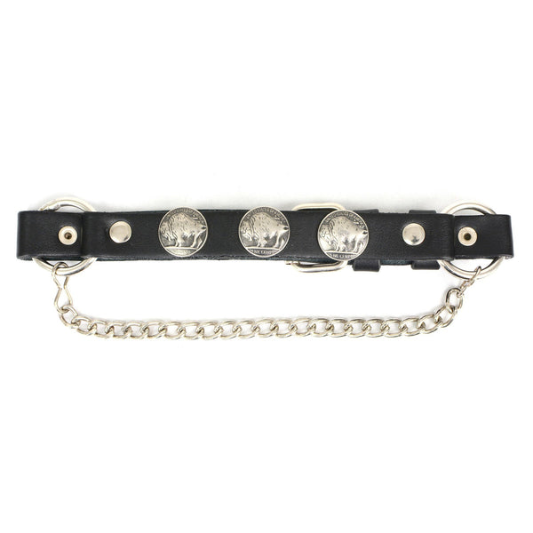 Milwaukee Leather Silver Boot Chain w/ Vintage Buffalo Coin Medallion & Adjustable Strap - MLA3002
