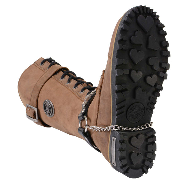 Milwaukee Leather Motorcycle Boot Chain - Silver Chain & Buckle, Motorcycle Medallion Accent - MLA3003