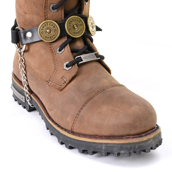 Milwaukee Leather Silver 12 Gauge Shell Medallion Boot Chain with Adjustable Strap - MLA3005