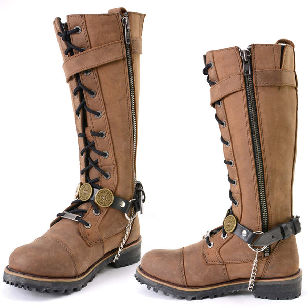 Milwaukee Leather Silver 12 Gauge Shell Medallion Boot Chain with Adjustable Strap - MLA3005