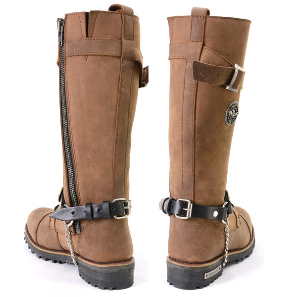 Milwaukee Leather Silver 12 Gauge Shell Medallion Boot Chain with Adjustable Strap - MLA3005