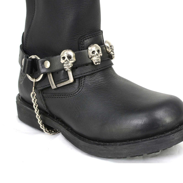 Milwaukee Leather Silver Classic Skull Heads Biker Chain for Motorcycle Boots - MLA3007
