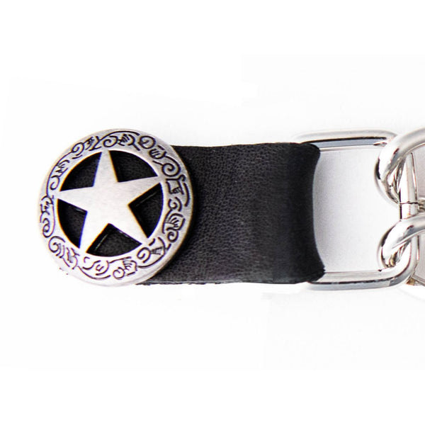 Milwaukee Leather Western Star Medallion Vest Extender - Double Chrome Chains Genuine Leather 6.5" Extension 4-PCS MLA6001SET