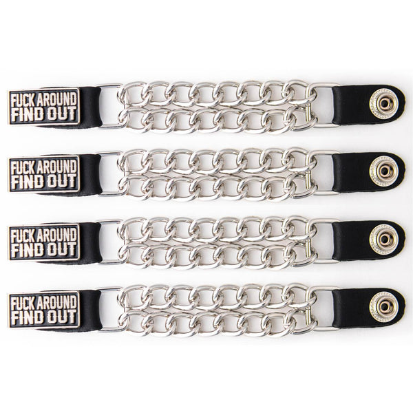 Milwaukee Leather 4-Piece Vest Extender Set - FAFO, Double Chrome Chains, 4-Inch-MLA6030SET