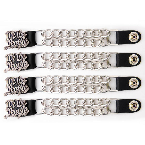 Milwaukee Leather 4-Piece Vest Extender Set - We The People, Double Chrome Chains, 4-Inch-MLA6031SET