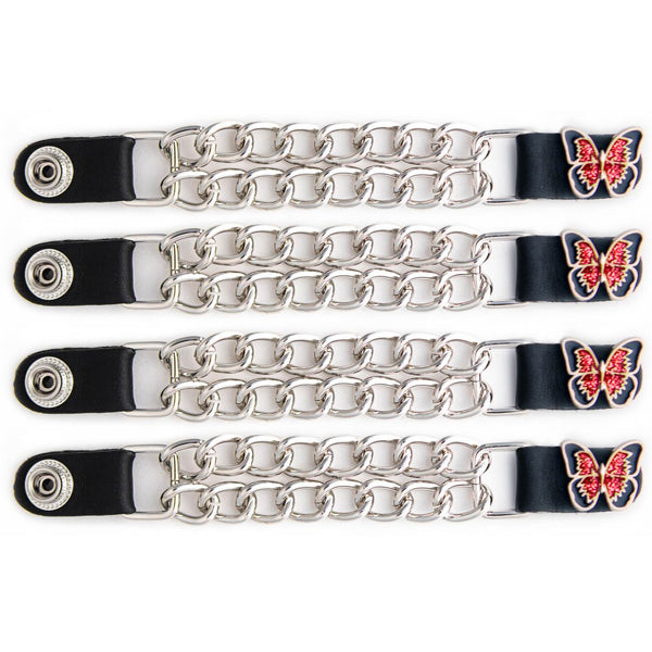 Milwaukee Leather 4-Piece Vest Extender Set - Red Butterfly, Double Chrome Chains, 4-Inch-MLA6038SET