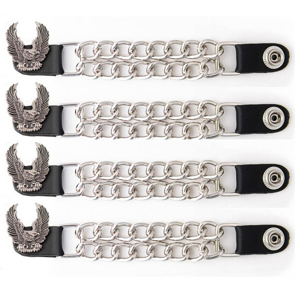 Milwaukee Leather 4-Piece Vest Extender Set - Eagle With Wings, Double Chrome Chains, 4-Inch-MLA6046SET