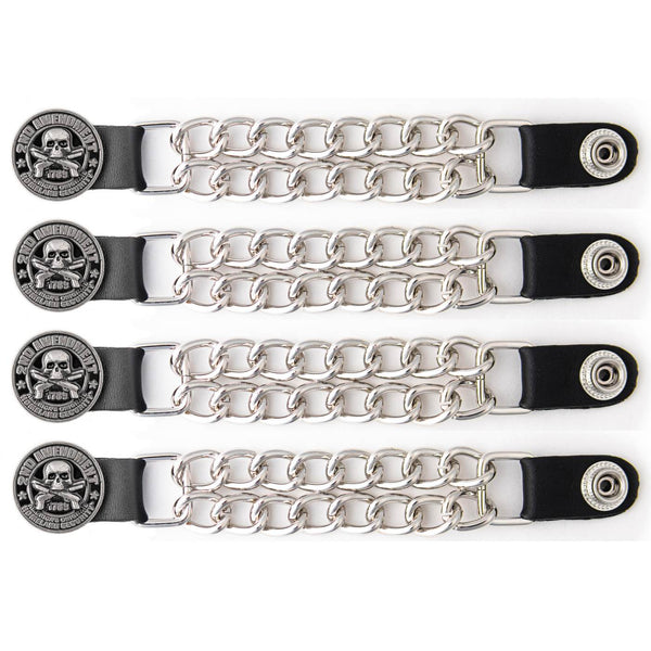 Milwaukee Leather 4-Piece Vest Extender Set - 2nd Amendment, Double Chrome Chains, 4-Inch-MLA6047SET