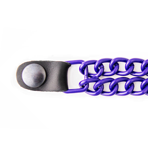 Milwaukee Leather MLA1090 Purple 4 Inch Single Vest Extender - Double Chrome Chains w/ Genuine Leather
