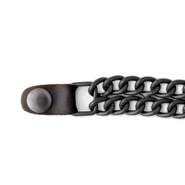 Milwaukee Leather MLA1095 Black 4 Inch Single Vest Extender - Double Chrome Chains w/ Genuine Leather