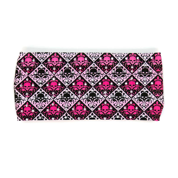 Milwaukee Leather | Bling Designed Wide Headbands-Headwraps for Women Biker Bandana with Fleur De Skulls - MLA8022