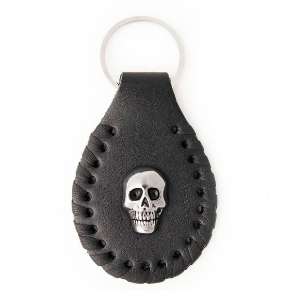 Milwaukee Leather Black Skull Head Pewter Emblem Key Chain - MLA9505