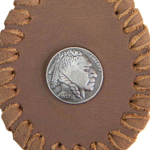 Milwaukee Leather Brown 1937 Buffalo Nickel Keychain - Vintage Indian Head Coin - MLA9510