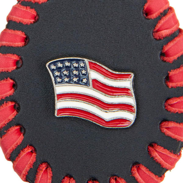 Milwaukee Leather Black and Red USA Flag Pewter Emblem Key Chain - MLA9514